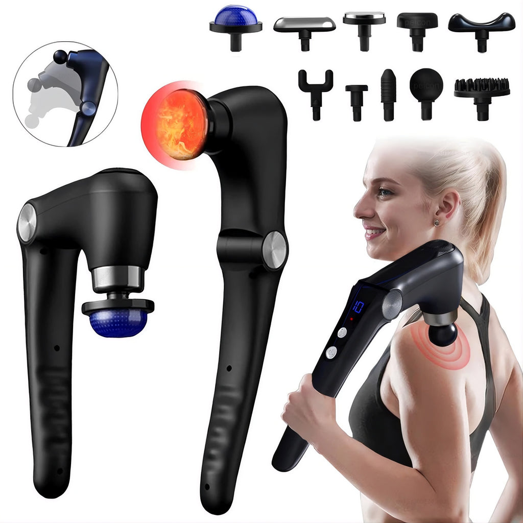 Pistolet de massage fascia OLYX avec poignée extensible — récupération musculaire profonde