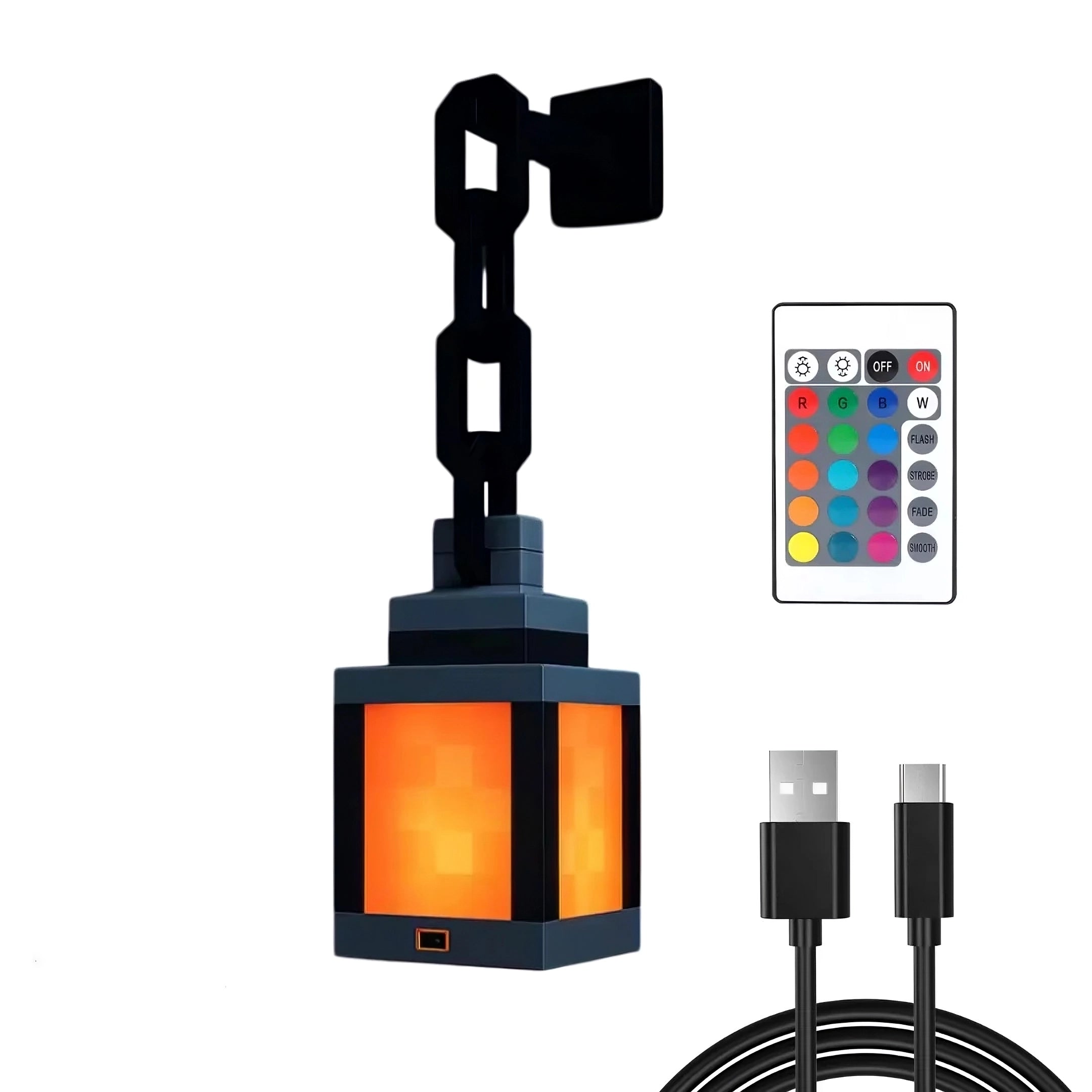 Lampe lanterne pixel rétro OLYX déco gaming chambre bureau ambiance