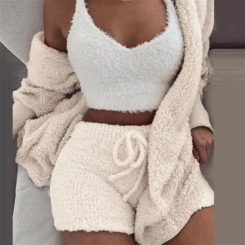 طقم بيجامة نسائي منسوج ناعم