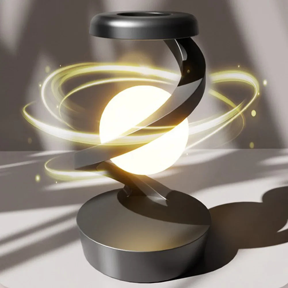 Lampe lévitante LED magnétique OLYX avec base chargeur sans fil Qi — décoration tech premium