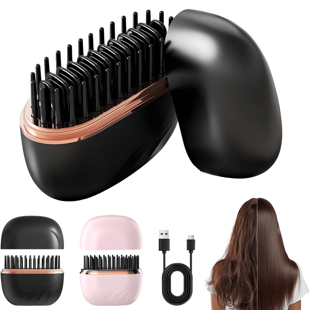 Mini Cordless Hair Straightening Brush — fond blanc