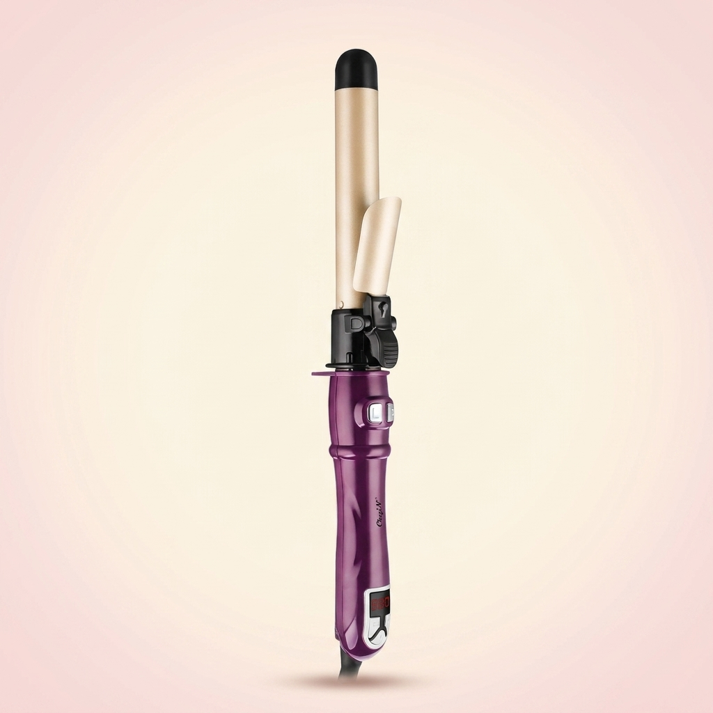 OLYX Automatic Ceramic Hair Curler on cream studio background