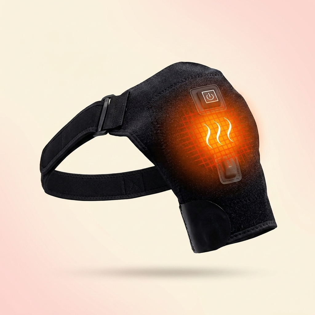 OLYX Infrared Heated Shoulder Wrap on cream studio background