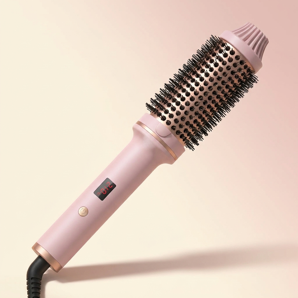 OLYX Ceramic Hot Brush on cream studio background