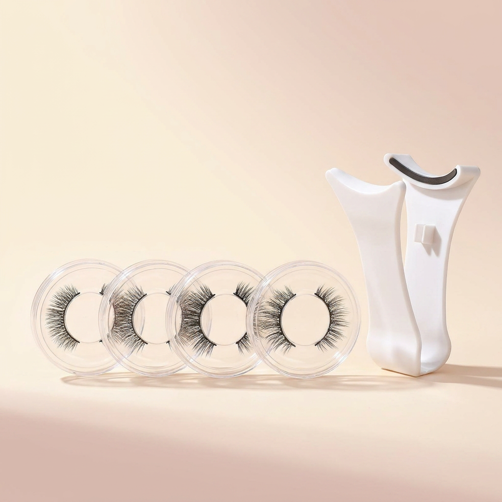 OLYX Magnetic False Eyelashes on cream studio background