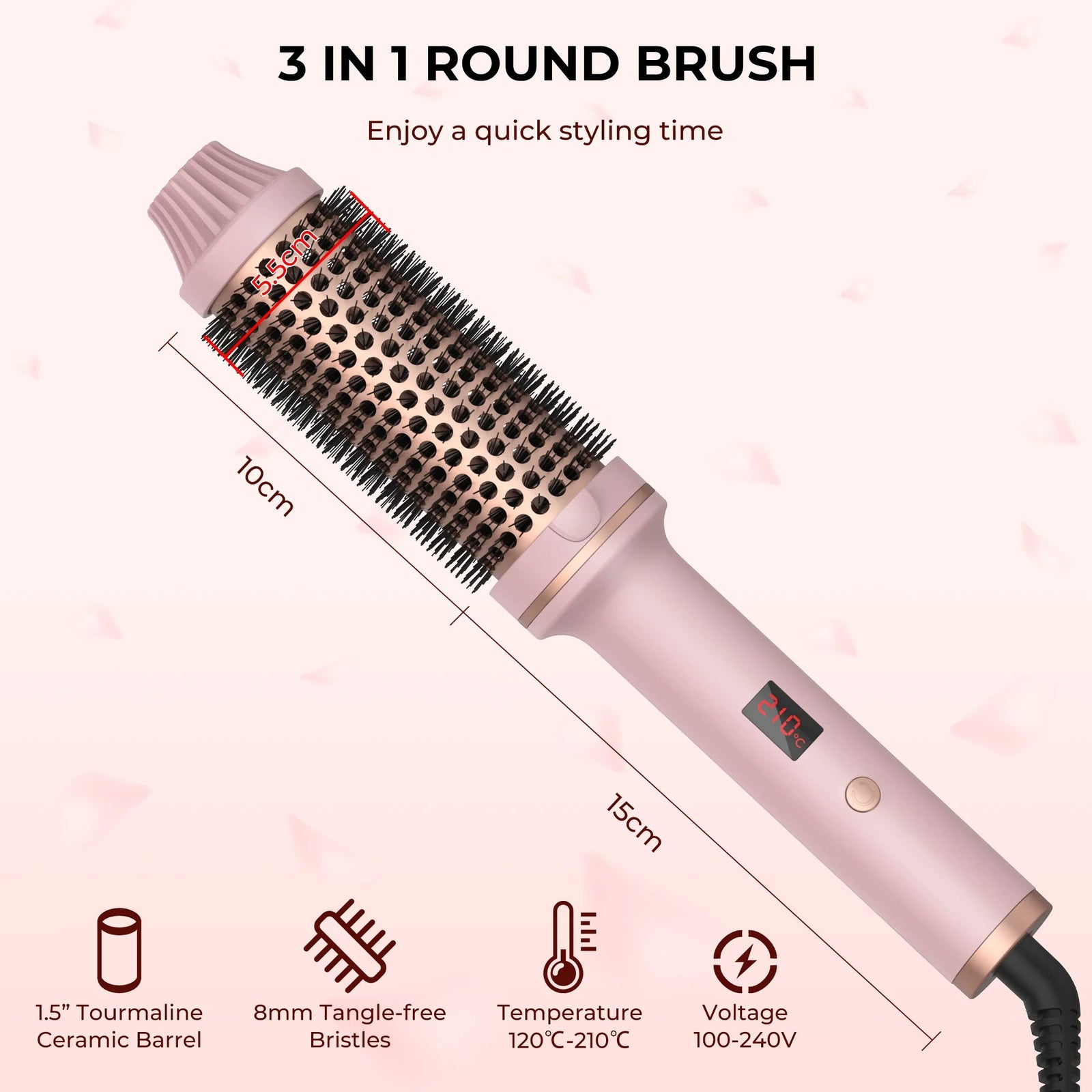 OLYX Ceramic Hot Brush — One-Step Blowout Brush for Curls & Volume - OLYX-OLYX-